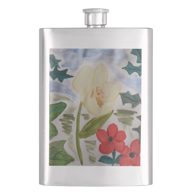 Winter Flowers & Holly Flask (Front)