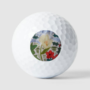 Winter Flowers & Holly  Golf Balls