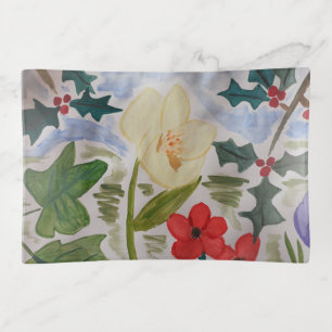 Winter Flowers & Holly Trinket Tray