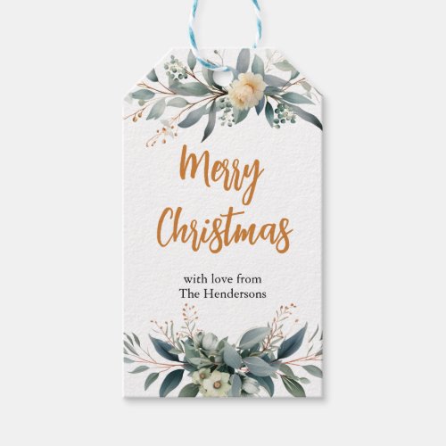 Winter Flowers Merry Christmas Gift Tags
