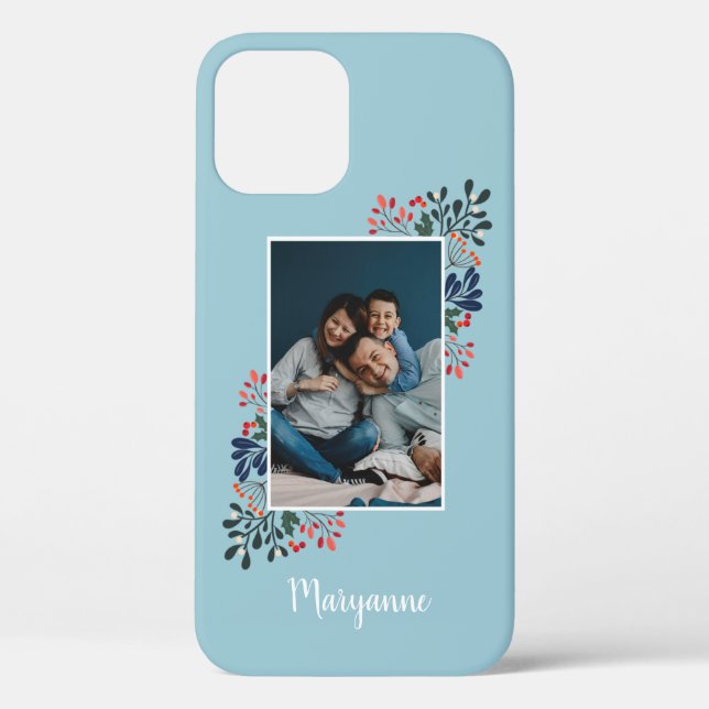 Winter Flowers Photo Personalized Name Case-Mate iPhone Case (Back)