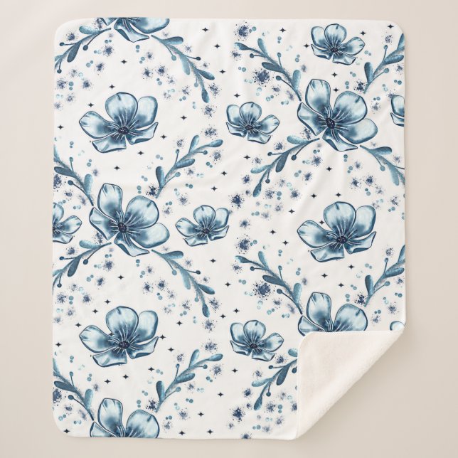 WINTER FLOWERS SHERPA BLANKET (Front)