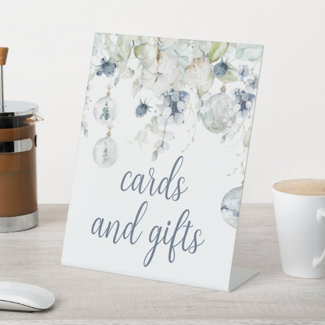 Winter Flowers Shower Cards and Gifts Pedestal Sign (In SItu)