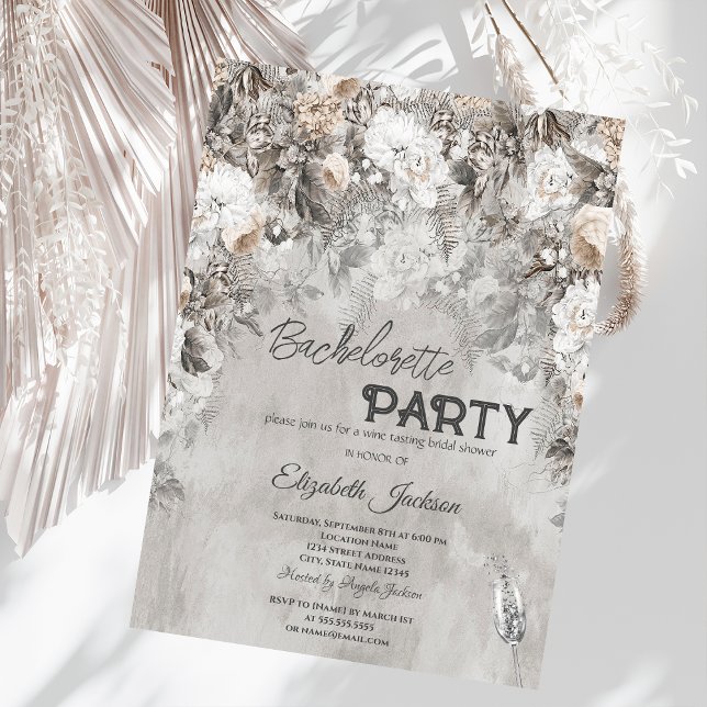 Winter Flowers Wonderland Bachelorette  Invitation (Creator Uploaded)