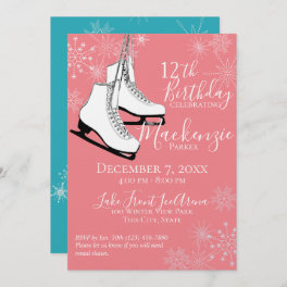 Winter Flurry Ice Skates Birthday Invitation