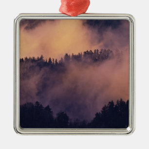 Winter fog in valley at sunset from Morton Metal Ornament