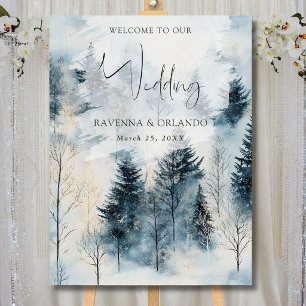 Winter Fog Snow Pine Tree Forest Wedding Foam Board