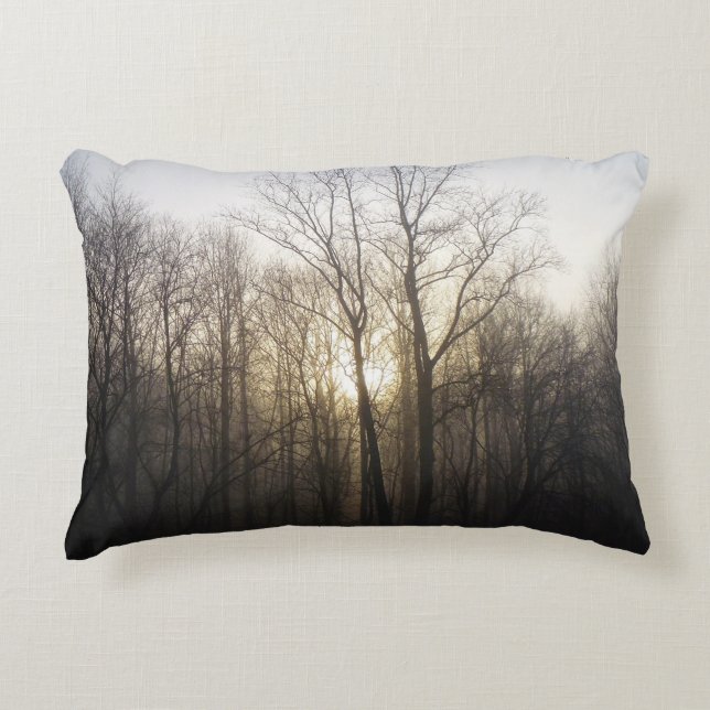 Winter Fog Sunrise Nature Photography Accent Pillow (Front)