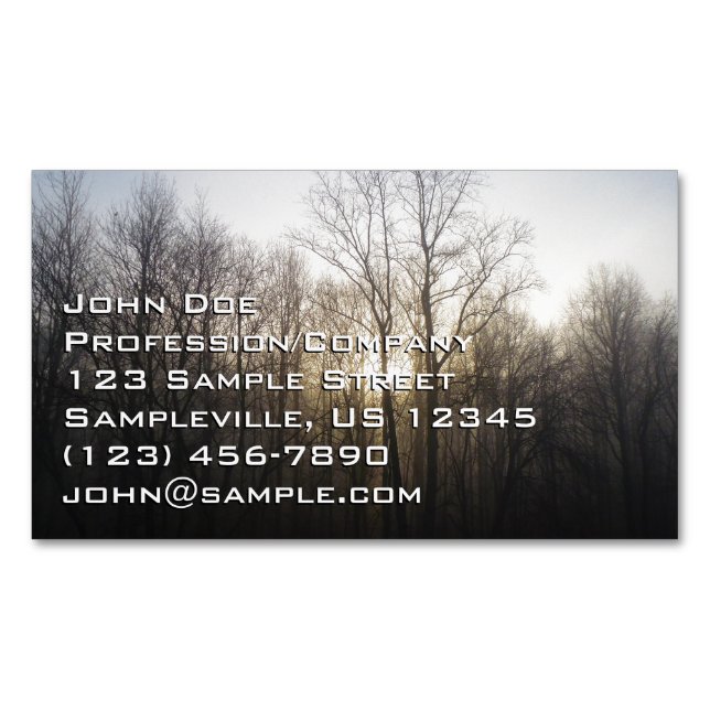 Winter Fog Sunrise Nature Photography Business Card Magnet (Front)