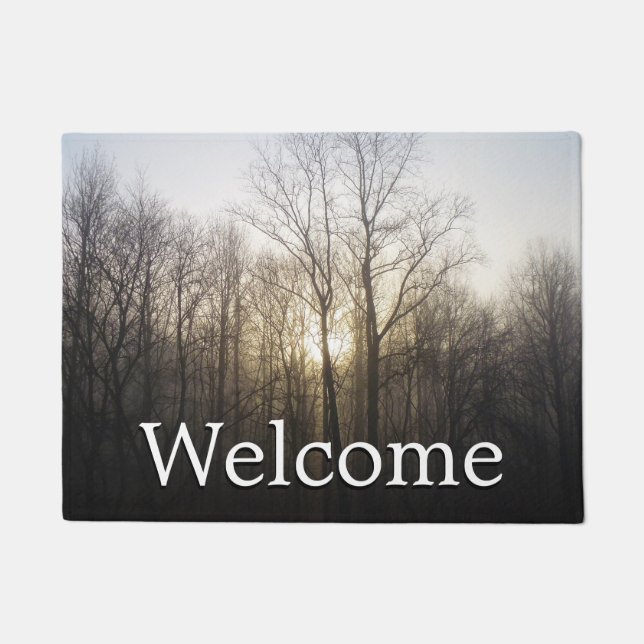 Winter Fog Sunrise Nature Photography Doormat (Front)