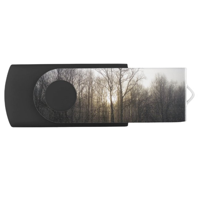 Winter Fog Sunrise Nature Photography Flash Drive (Front)