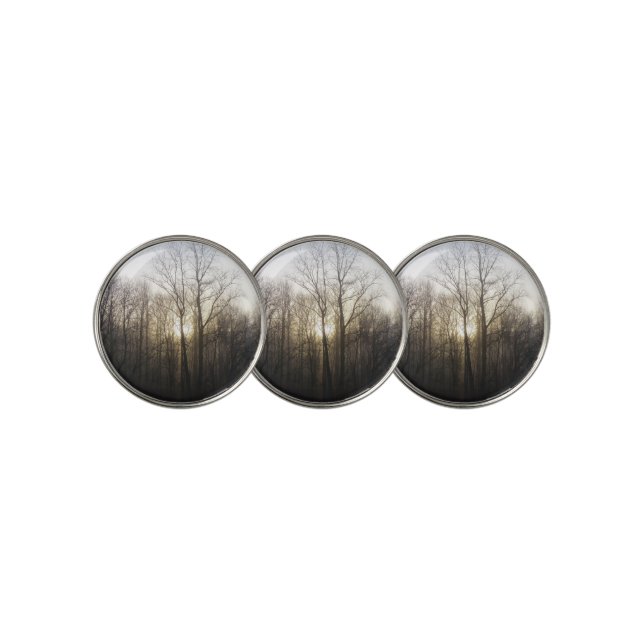 Winter Fog Sunrise Nature Photography Golf Ball Marker (3 Up)