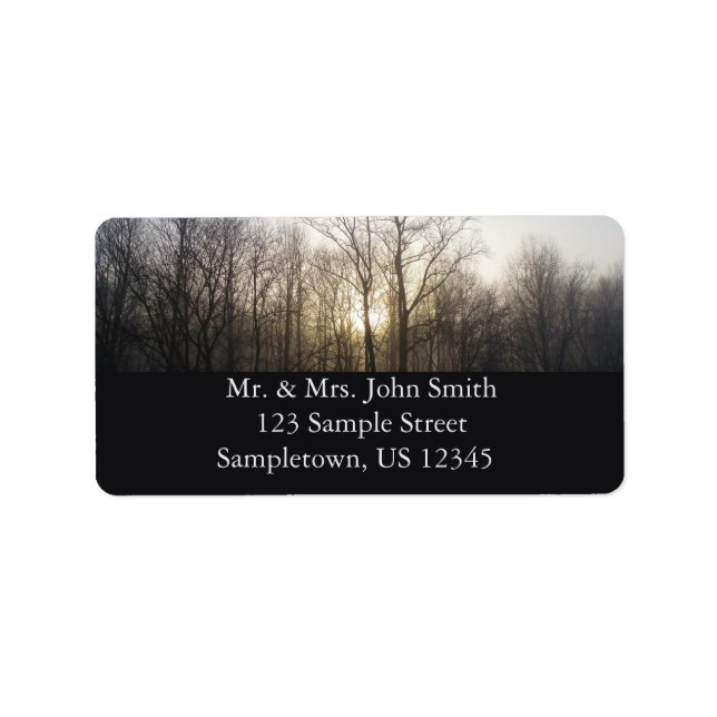 Winter Fog Sunrise Nature Photography Label (Front)