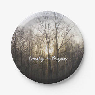 Winter Fog Sunrise Nature Photography Paper Plates