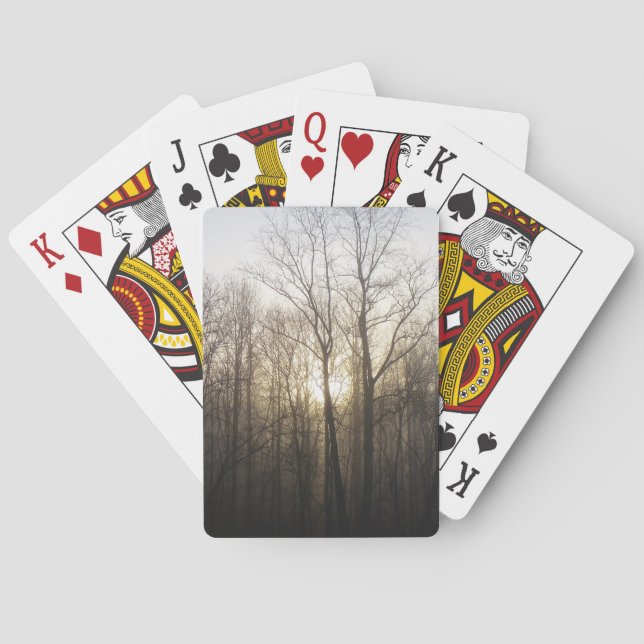 Winter Fog Sunrise Nature Photography Poker Cards (Back)