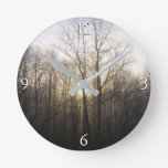 Winter Fog Sunrise Nature Photography Round Clock