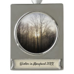 Winter Fog Sunrise Nature Photography Silver Plated Banner Ornament