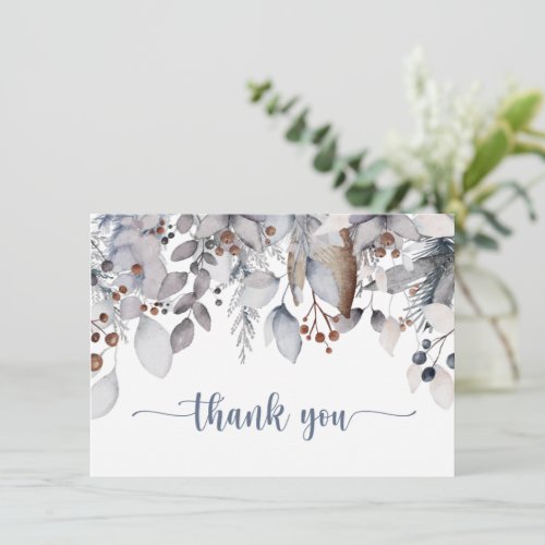Winter Foliage Berries Holly Party Thank You Card