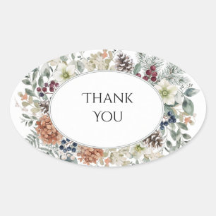 Winter Foliage Berry Pinecone Wedding Sticker