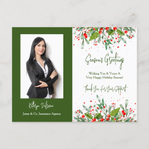 Winter Foliage Business w/Photo Holiday Postcard