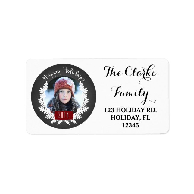 Winter Foliage Chalkboard | Holiday Address Label (Front)