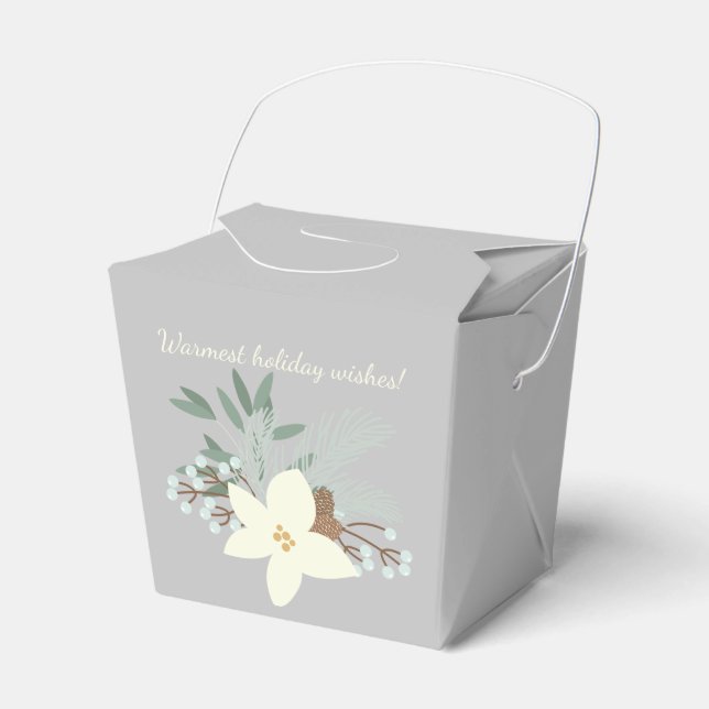 Winter Foliage Chinese Takeout Favor Box (Front Side)