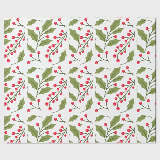 Winter foliage Christmas holly Wrapping Paper (Seam)