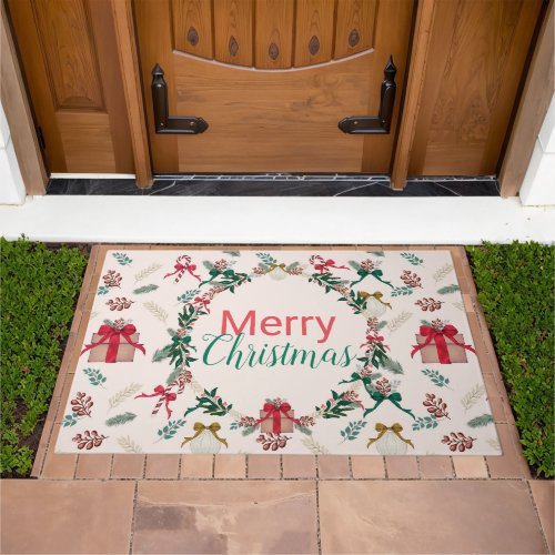 Winter Foliage Christmas Presents Doormat
