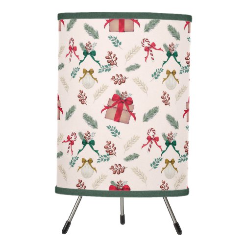 Winter Foliage Christmas Presents Tripod Lamp