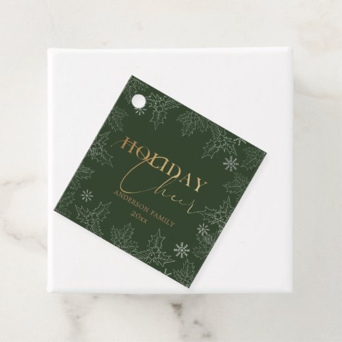 Winter Foliage Elegant Script Faux Foil Holiday Favor Tags