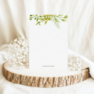 Winter Foliage Green Personalized Monogram Stationery