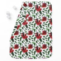 Winter Foliage Holly Berries Botanical Baby Blanket