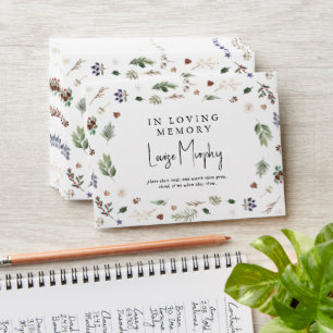 Winter Foliage Memorial Seed Packet Sympathy Favor Envelope