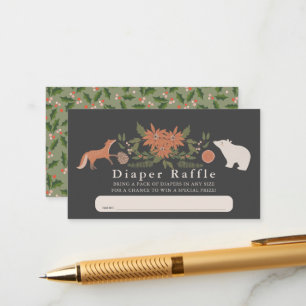 Winter Foliage Navy Baby Diaper Raffle Ticket Enclosure Card