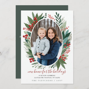 Winter Foliage New Home for Holidays Photo Moving Holiday Card