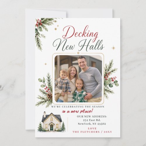 Winter Foliage New Home for Holidays Photo Moving Holiday Card