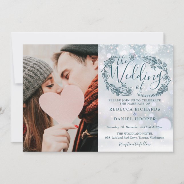 Winter Foliage Photo All In One Wedding Invitation (Front)