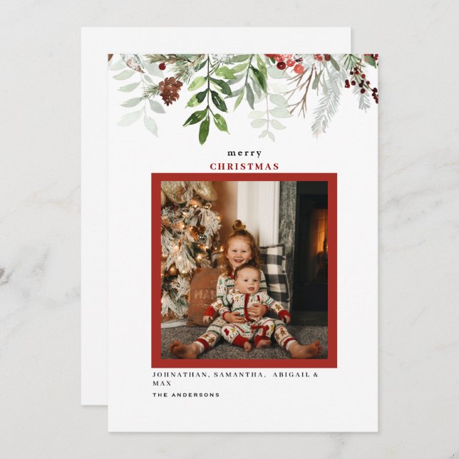 Winter Foliage Photo Modern Christmas  (Front/Back)