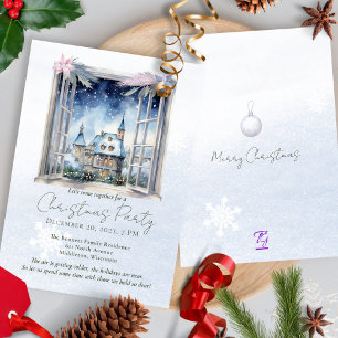 Winter Foliage Pine Forest Watercolor Christmas Invitation