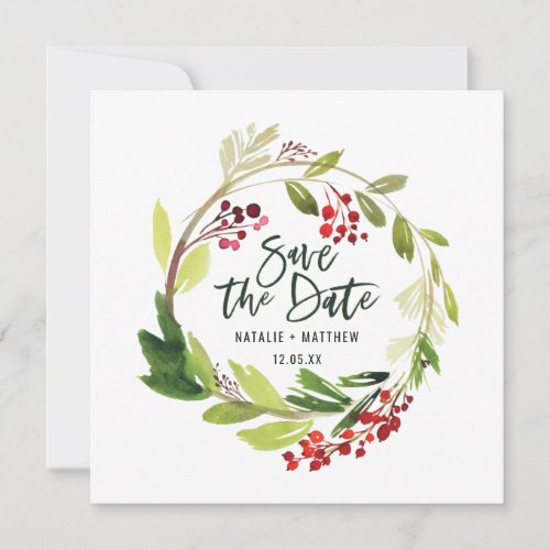 Winter foliage save the date card