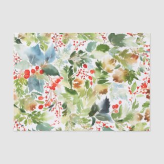 Winter Foliage Watercolor Tissue Paper