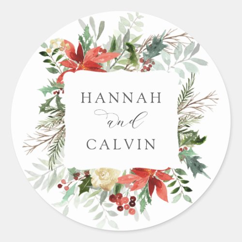 Winter Foliage Wedding Classic Round Sticker