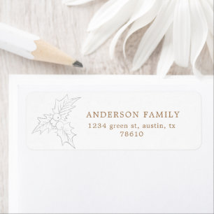 Winter Foliage White and Gold Return Address Label