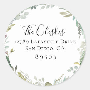 Winter Foliage Wreath Return Address Sticker