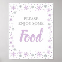 Winter Food Table Sign Lavender Purple Silver