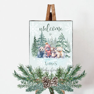 Winter Forest Animals Adventure Awaits Baby Shower Poster