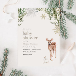Winter Forest Animals Baby Shower Invitation