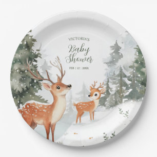 Winter Forest Animals Baby Shower Party Paper Plates