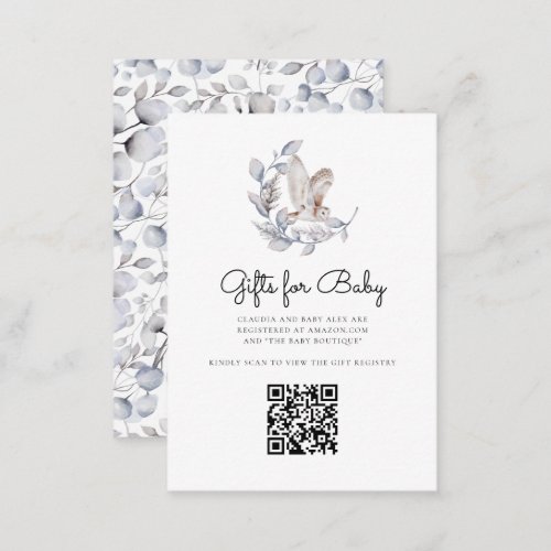 Winter Forest Animals Gifts Baby Shower QR Code Enclosure Card
