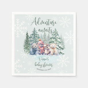 Winter Forest Animals In Snow Baby Shower Napkins